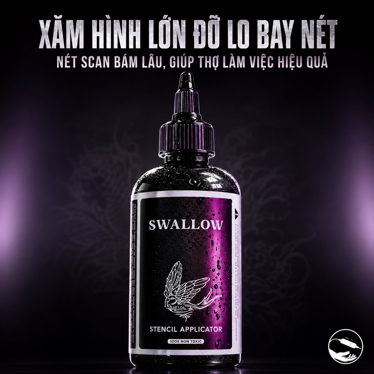 Gel scan tattoo Swallow cho hình xăm lớn đỡ lo bay nét