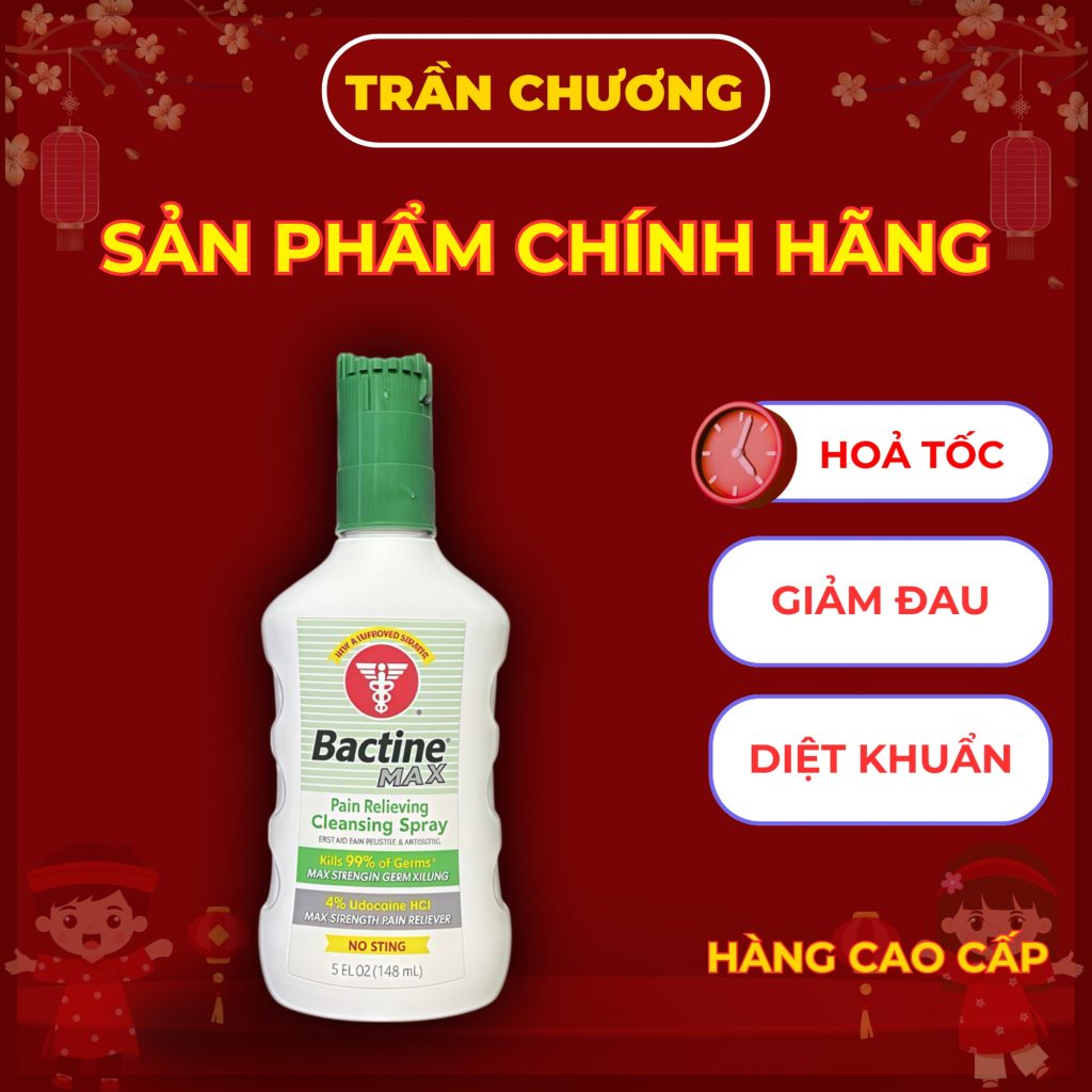 Bactine MAX 5oz 148ml xịt sơ cứu giảm đau sát khuẩn ngoài da Lidocaine 4% chính hãng