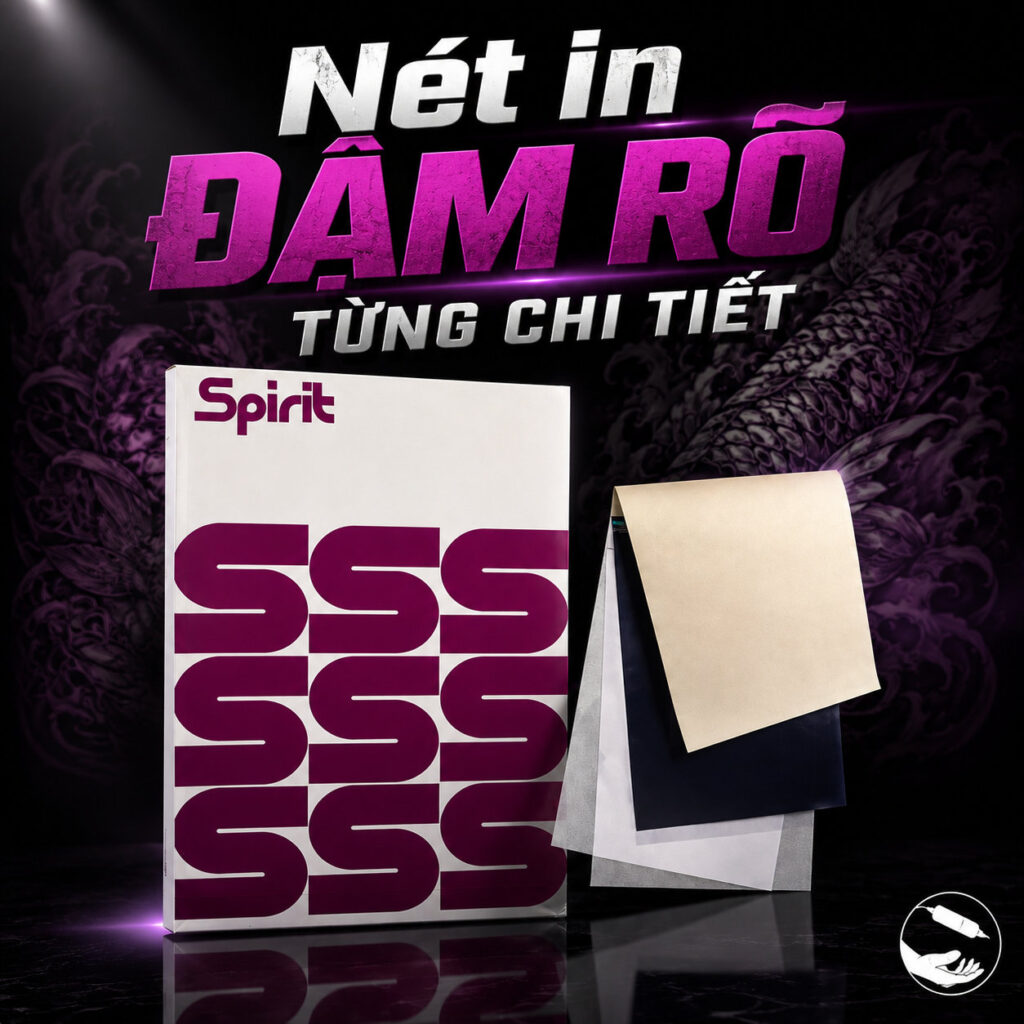 Giấy Spirit Thermal Master Units là giấy master dùng trong quy trình tạo stencil bằng máy thermal/Thermofax, kích thước 8.5 x 11 inch, gói 100 tờ, hỗ trợ thợ xăm chuyển mẫu thiết kế rõ nét trước khi đưa lên da.