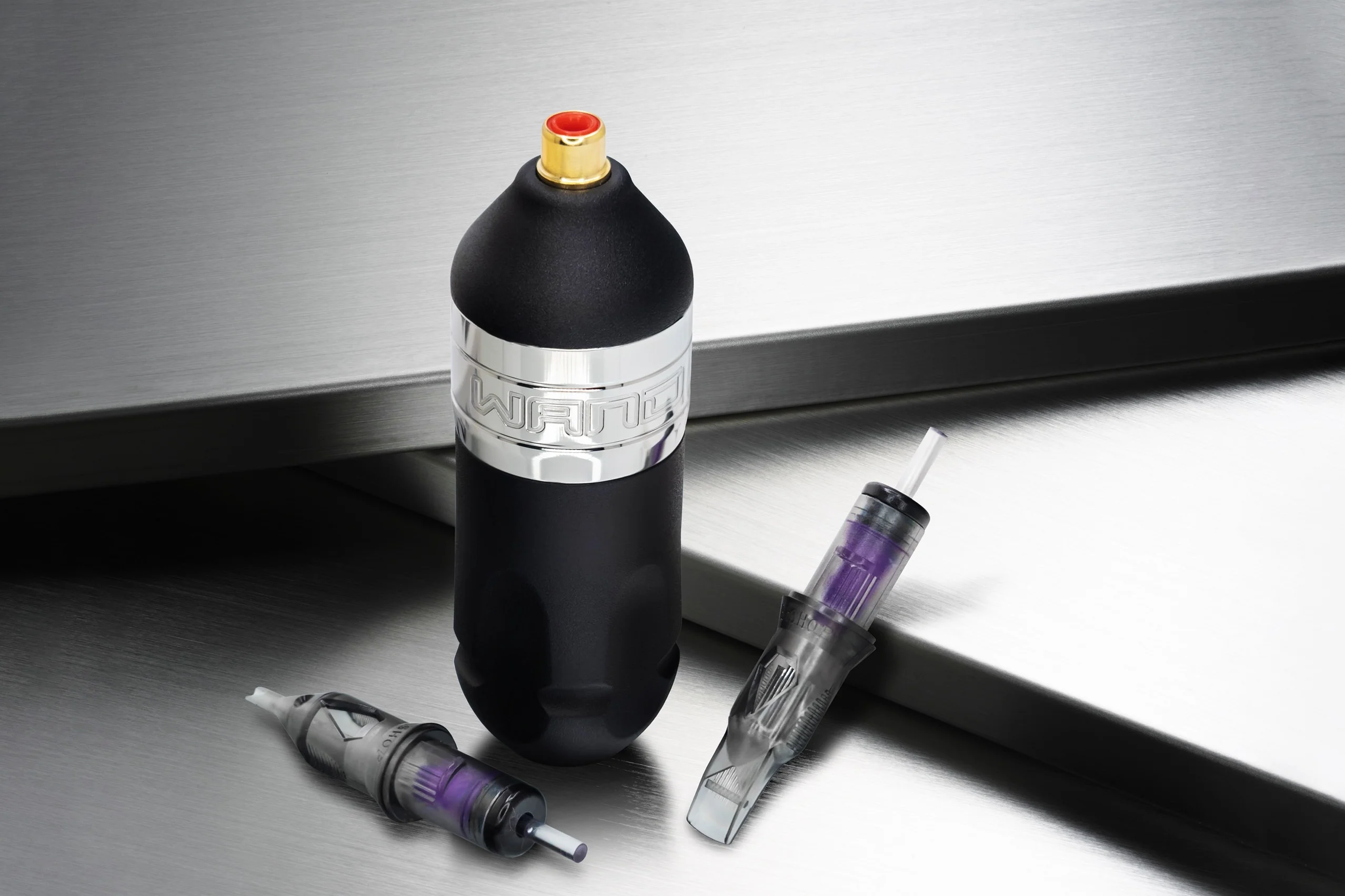 Full bộ máy xăm Bishop WAND RCA màu đen kèm hộp và túi đựng