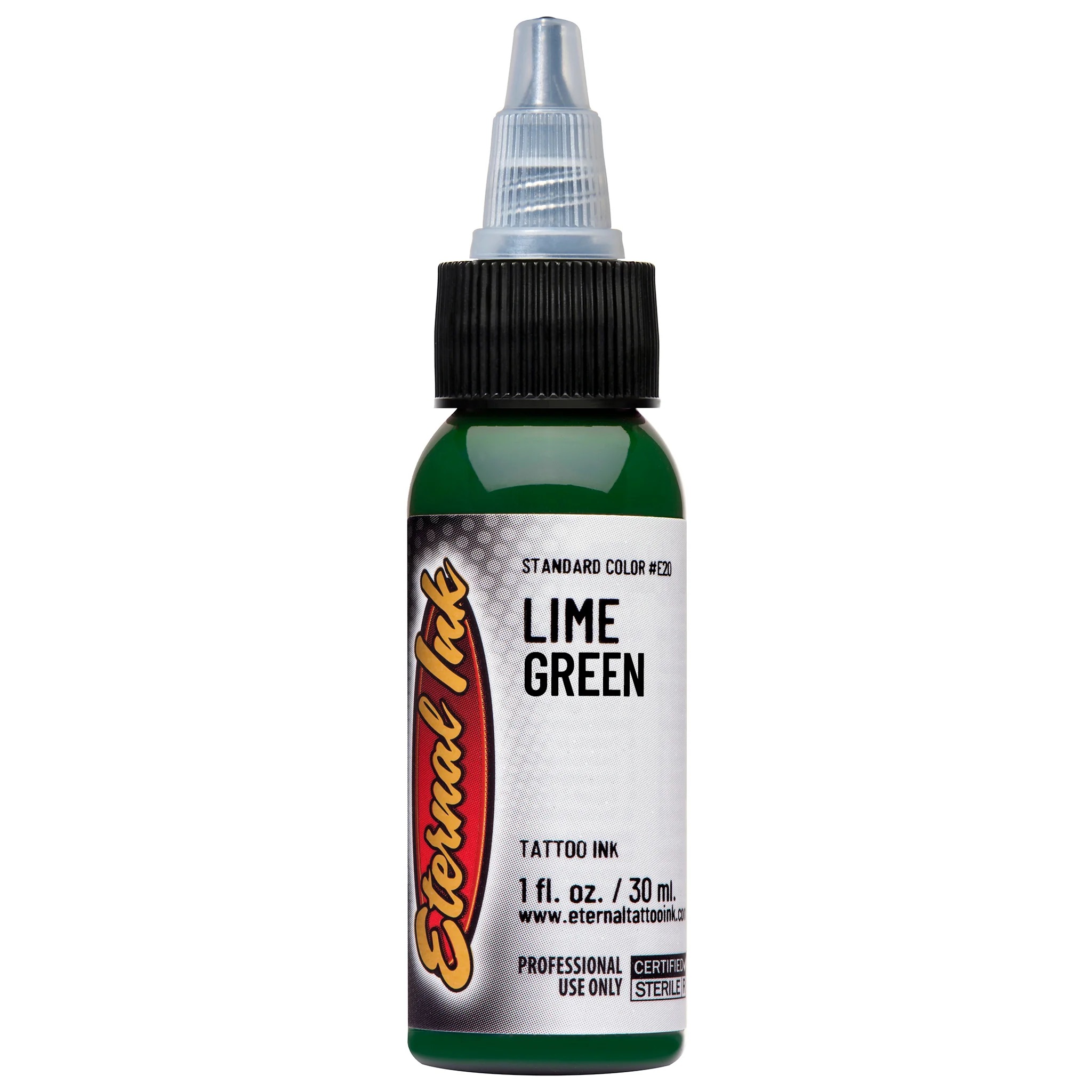 Mực xăm Eternal Lime Green chính hãng là tông xanh lime nổi bật, phù hợp cho tattoo màu, phối màu lá cây, rắn, rồng, fantasy, neo traditional, Nhật cổ và các thiết kế cần sắc xanh tươi rõ.