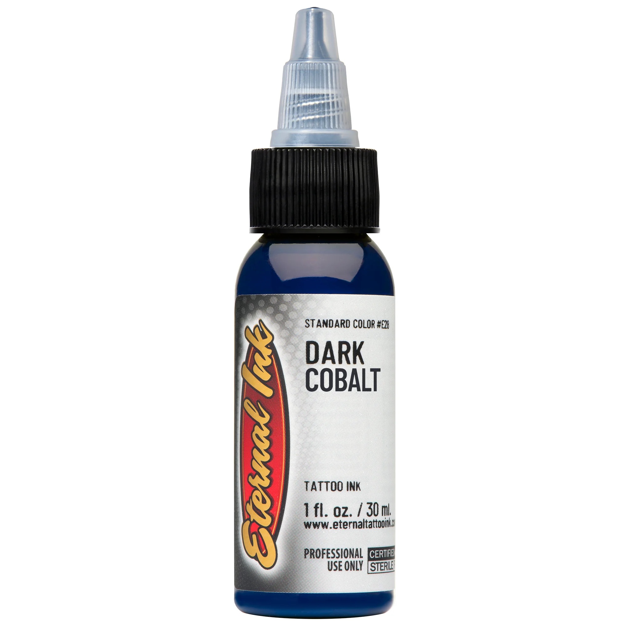 Mực xăm Eternal Dark Cobalt chính hãng là tông xanh cobalt đậm, phù hợp cho tattoo màu, phối màu nước, sóng, rồng, rắn, galaxy, Nhật cổ, realism, neo traditional và các thiết kế cần sắc xanh dương trầm có chiều sâu.