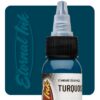 Mực xăm Eternal Turquoise chính hãng là tông xanh ngọc lam nổi bật, phù hợp cho tattoo màu, phối màu nước, sóng, rồng, rắn, hoa lá, fantasy, neo traditional và các thiết kế cần sắc xanh tươi có chiều sâu.