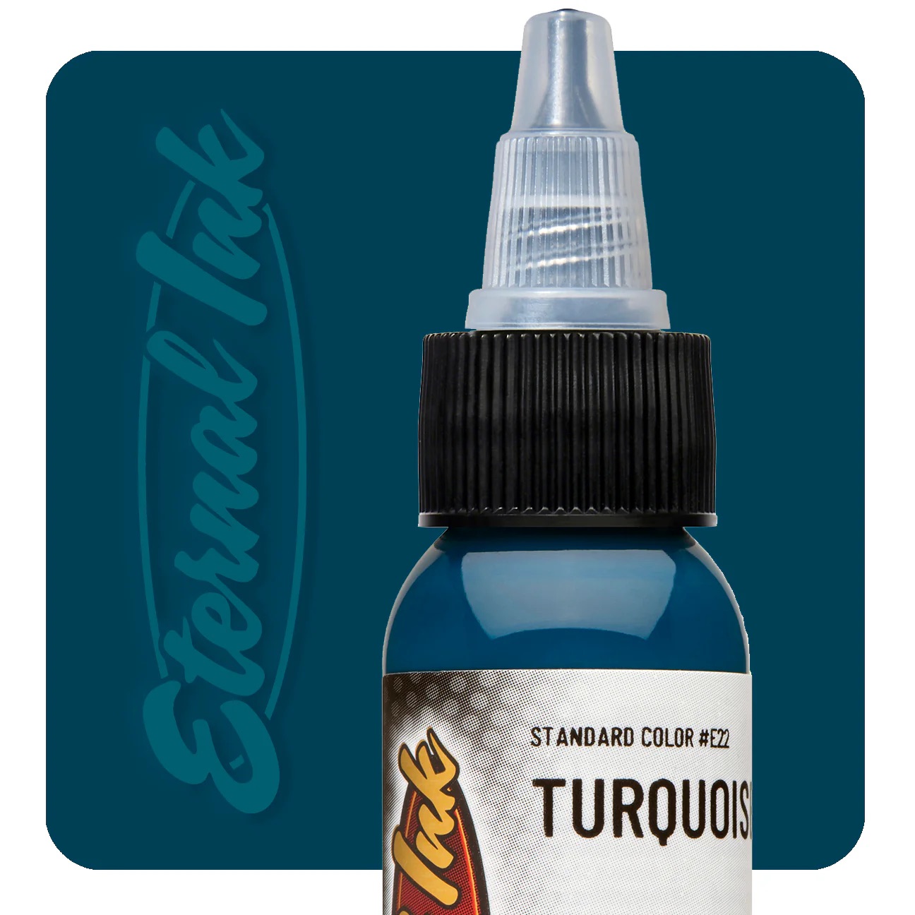 Mực xăm Eternal Turquoise chính hãng là tông xanh ngọc lam nổi bật, phù hợp cho tattoo màu, phối màu nước, sóng, rồng, rắn, hoa lá, fantasy, neo traditional và các thiết kế cần sắc xanh tươi có chiều sâu.