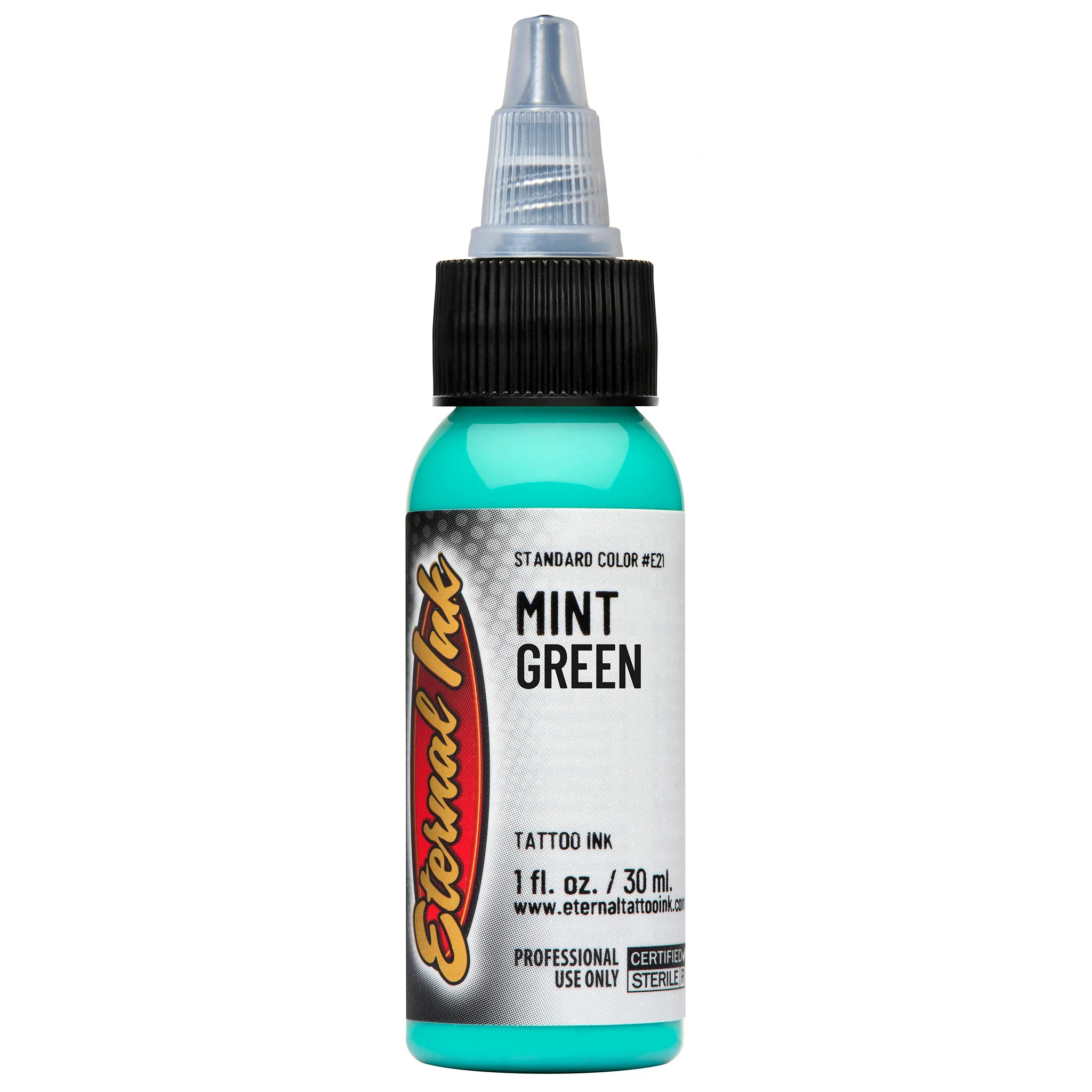 Mực xăm Eternal Mint Green chính hãng là tông xanh mint sáng, phù hợp cho tattoo màu, phối màu hoa lá, fantasy, hoạt hình, neo traditional và các thiết kế cần sắc xanh bạc hà tươi, mềm và nổi bật.