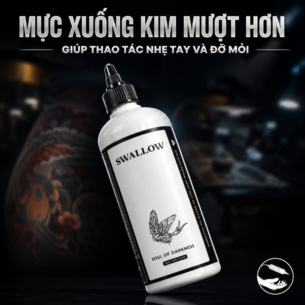 nuoc-pha-muc-xam-swallow-son-en-4 (4) (1) Nước pha mực xăm Swallow gồm Soul of Color và Soul of Darkness, hỗ trợ pha màu, pha greywash, điều chỉnh sắc độ và giúp thợ xăm kiểm soát độ đậm nhạt khi tattoo.