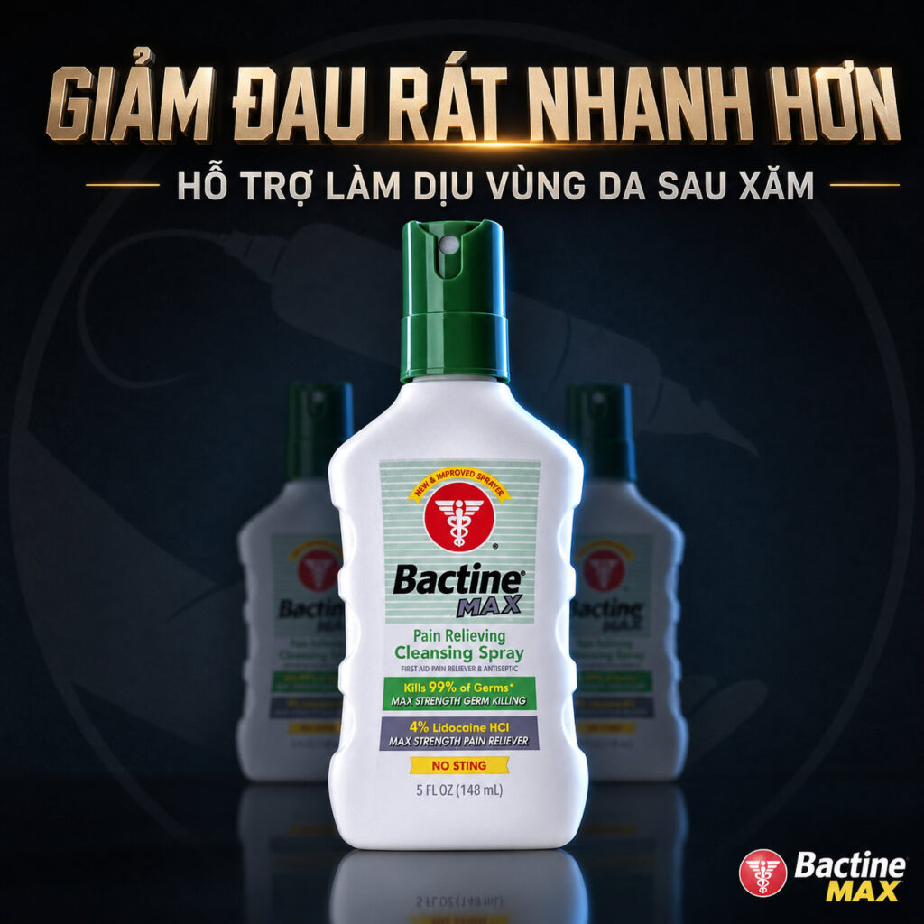 Bactine MAX Pain Relieving Cleansing Spray 148ml là xịt làm sạch ngoài da, có Lidocaine HCl 4% hỗ trợ giảm đau tạm thời và Benzalkonium Chloride 0.13% hỗ trợ sát khuẩn sơ cứu cho các vết cắt, trầy xước, bỏng nhẹ và kích ứng da nhỏ theo hướng dẫn trên nhãn.
