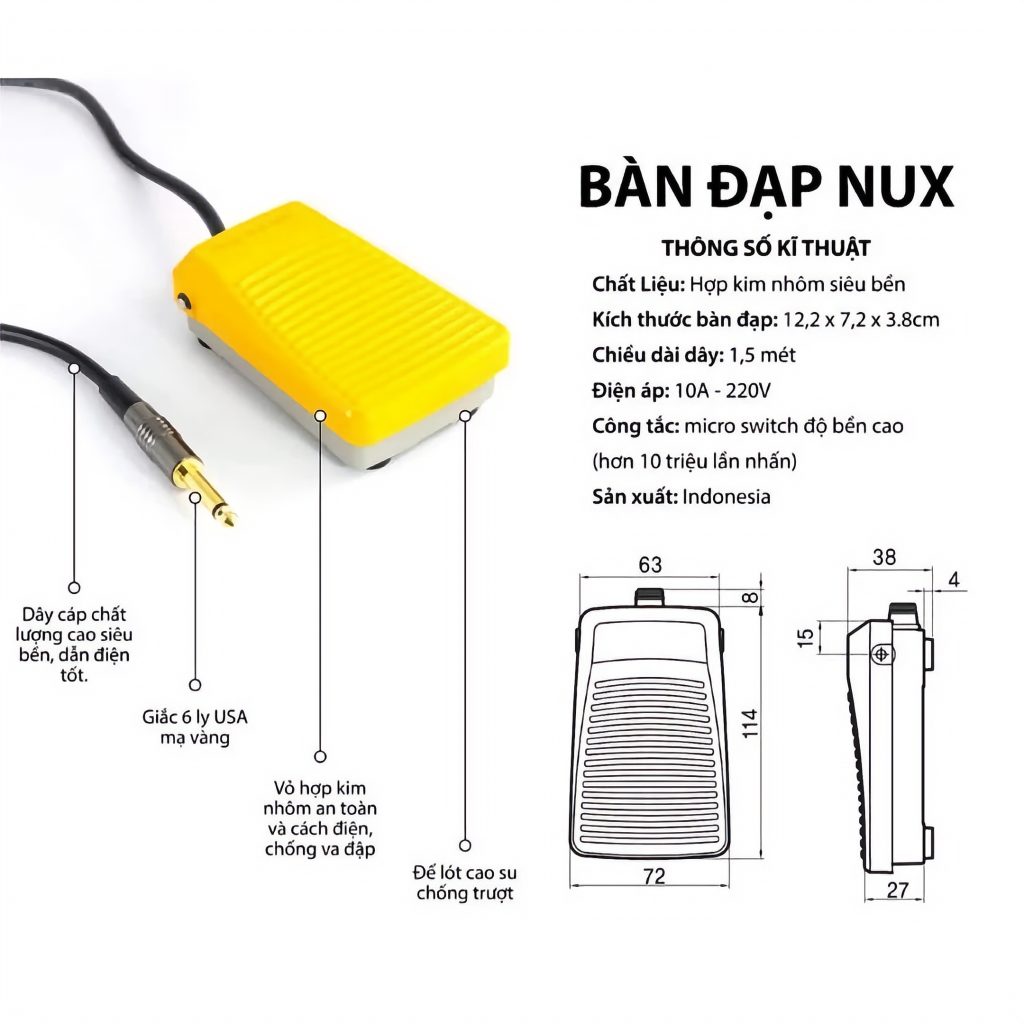 bàn đạp máy xăm nux