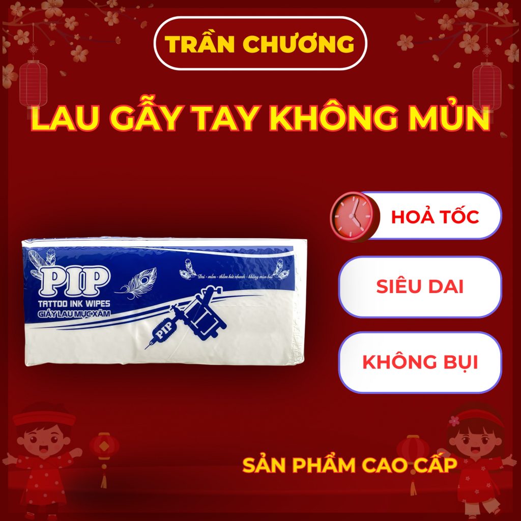 Giấy lau mực xăm PIP 100 tờ dai mềm thấm tốt hạn chế mủn bụi khi xăm chính hãng