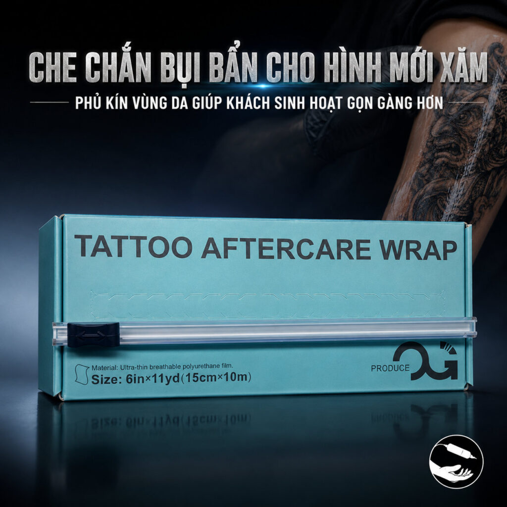 mang-boc-hinh-xam-og-aftercare-wrap (5) Màng bọc hình xăm OG Tattoo Aftercare Wrap 15cm x 10m là film polyurethane siêu mỏng, thoáng khí, dùng để che phủ và bảo vệ bề mặt hình xăm sau khi hoàn thiện, giúp hạn chế bụi bẩn, ma sát và tiếp xúc trực tiếp với môi trường bên ngoài.