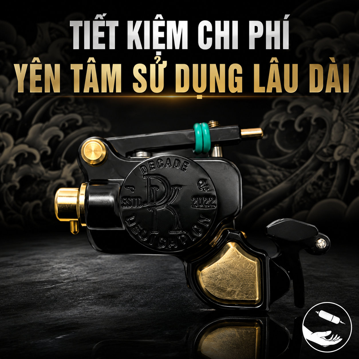 Máy xăm DanKubin V7R lắp kim dài truyền thống căn dây chun và thanh kim
