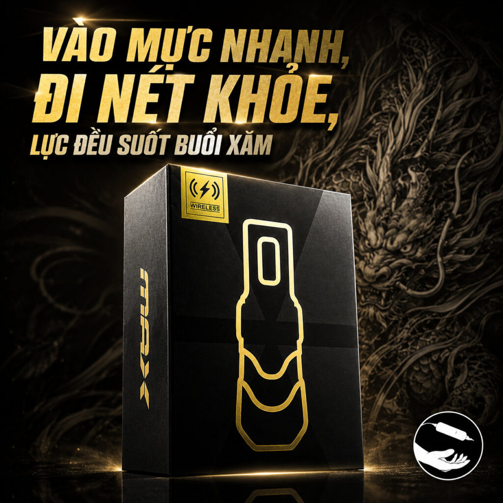 may-xam-flux-max-khong-day- (5) Máy xăm Flux Max nội địa Trung stroke 4.0mm, 2 pin 2400mAh kèm đầu chuyển RCA và dây sạc USB-C