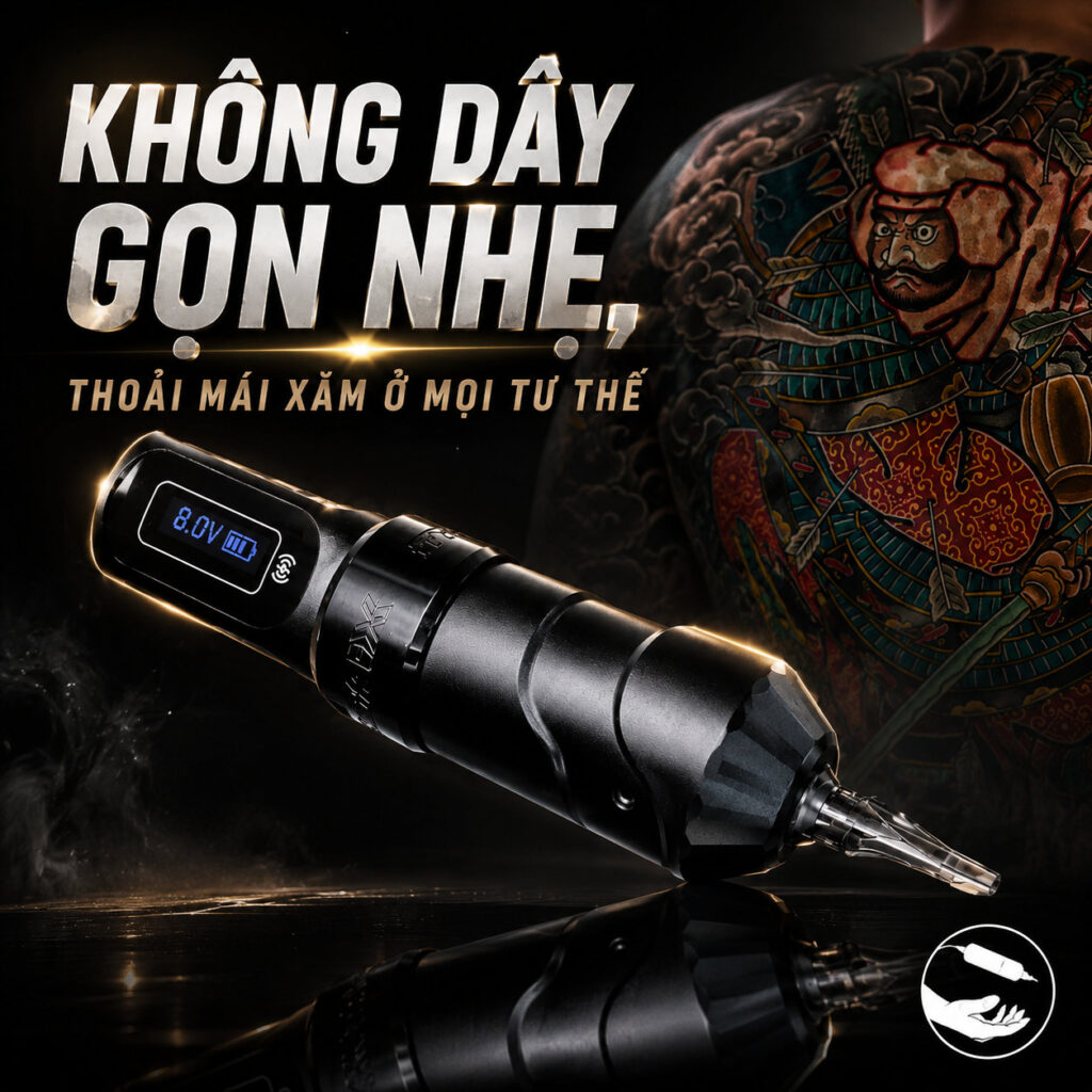 may-xam-flux-max-khong-day- (9) Máy xăm Flux Max nội địa Trung stroke 4.0mm, 2 pin 2400mAh kèm đầu chuyển RCA và dây sạc USB-C