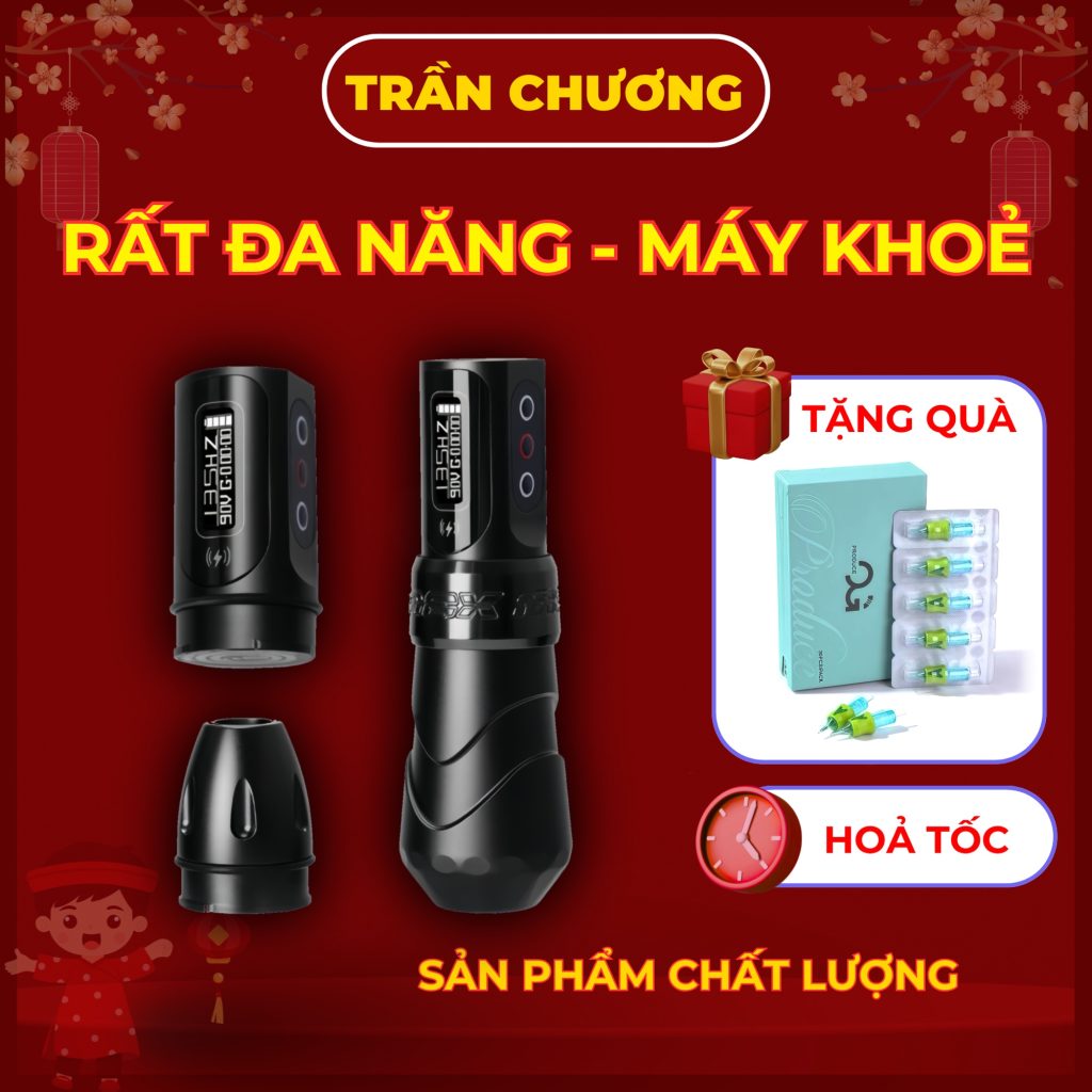 may-xam-flux-max.:, Máy xăm Flux Max nội địa 4.0mm pen không dây 2 pin 2400mAh kèm đầu chuyển RCA