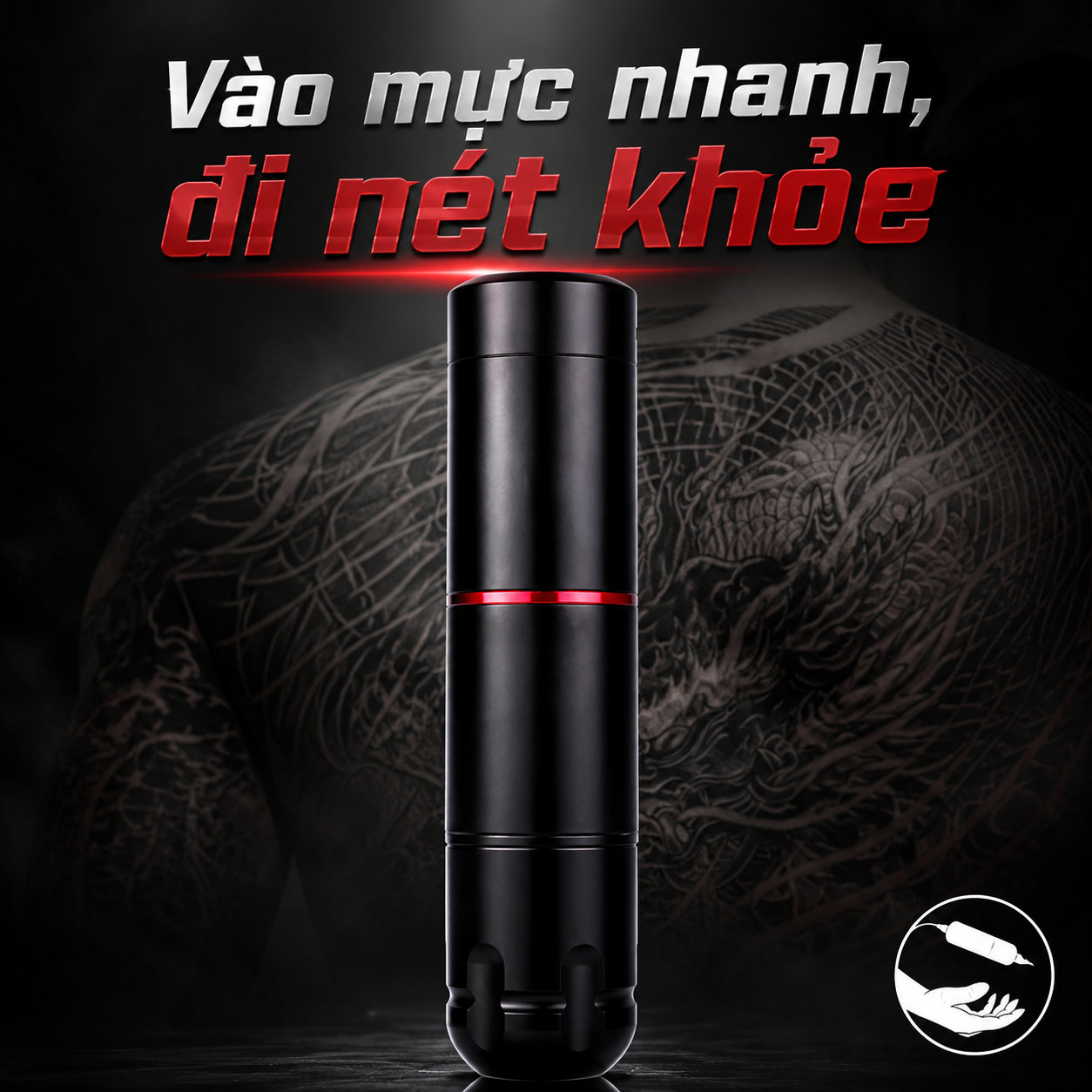 Máy xăm Ofeyle không dây dạng bút, thân trụ nhỏ gọn cho thợ mới và học viên xăm
