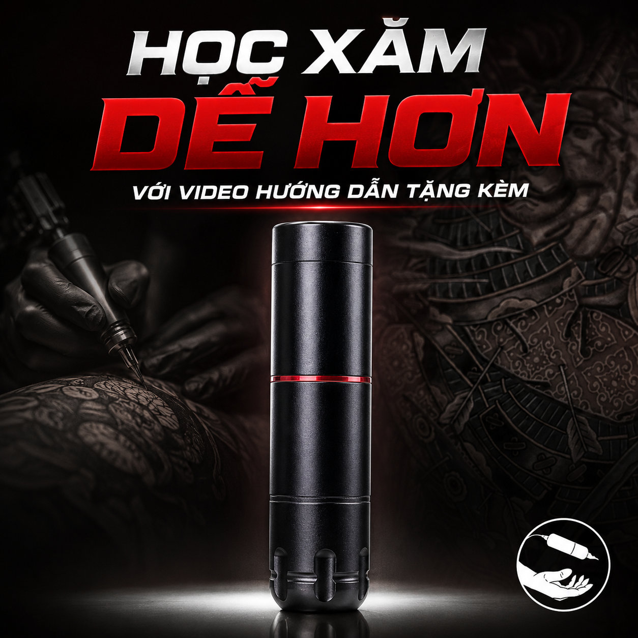Máy xăm Ofeyle Motorized Pen dài khoảng 130mm, đường kính thân khoảng 30mm, dễ cầm khi đi nét