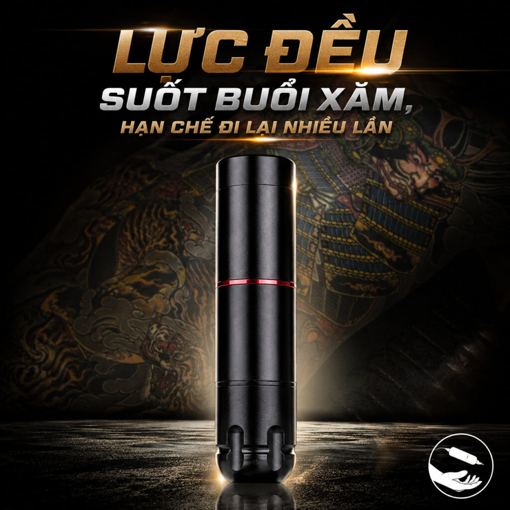 may-xam-ofeyle-pen-khong-day-mini (7) (1) Thân máy xăm Ofeyle dáng trụ, đường kính khoảng 30mm, dễ cầm khi đi nét