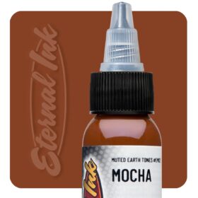 Mực xăm Eternal Mocha chính hãng là tông nâu mocha thuộc nhóm màu đất, phù hợp cho tattoo màu, phối màu da, tóc, gỗ, động vật, hoa lá, tả thực màu, neo traditional và các thiết kế cần sắc nâu tự nhiên có chiều sâu.