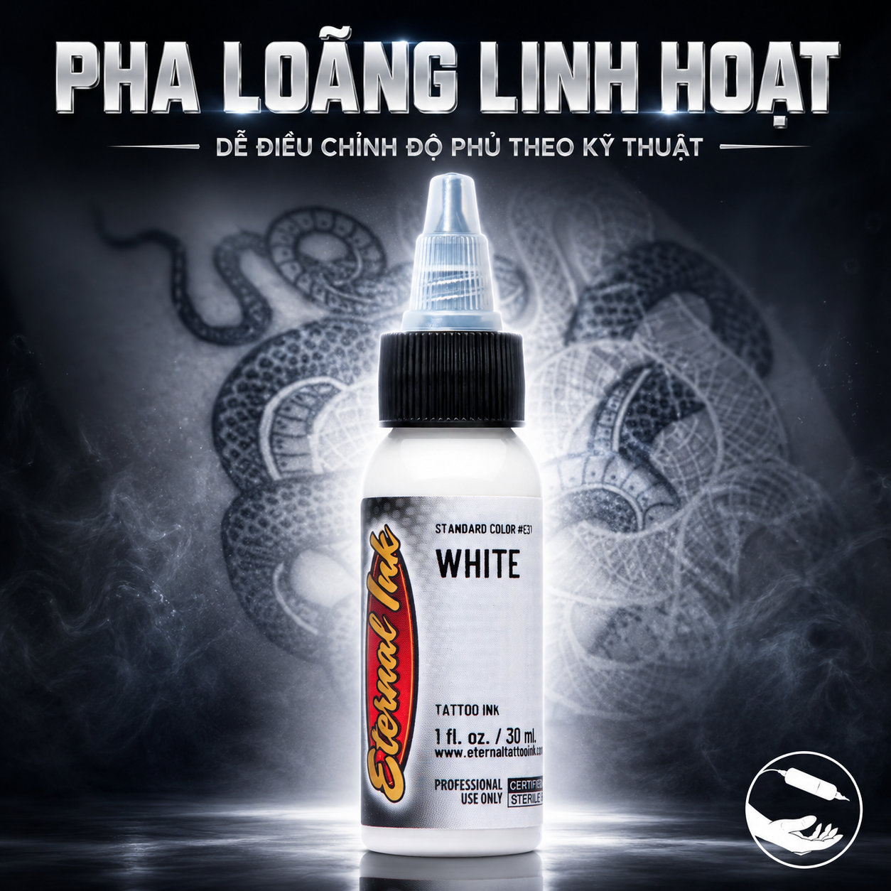 Chai mực xăm trắng Eternal Ink White #E31 Standard Colors dung tích 1oz 30ml