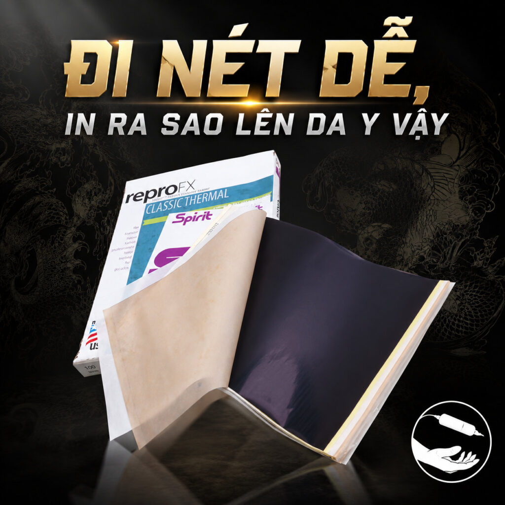 Giấy scan hình xăm Spirit Classic Thermal Tattoo Stencil Paper là giấy scan nhiệt chuyên dụng cho thợ xăm, hỗ trợ chuyển mẫu stencil lên da rõ nét, kích thước 8.5 x 11 inch, hộp 100 tờ, Made in USA.