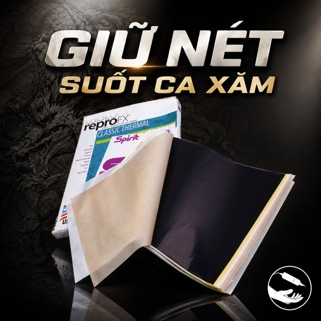 Giấy scan hình xăm Spirit Classic Thermal Tattoo Stencil Paper là giấy scan nhiệt chuyên dụng cho thợ xăm, hỗ trợ chuyển mẫu stencil lên da rõ nét, kích thước 8.5 x 11 inch, hộp 100 tờ, Made in USA.