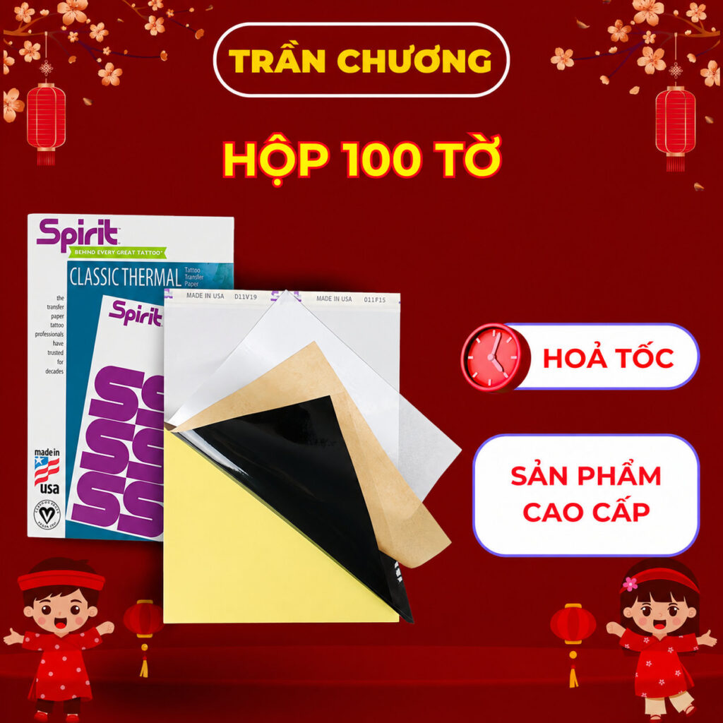 Giấy scan Spirit Classic Thermal 8.5 x 11 chính hãng Mỹ hộp 100 tờ màu tím dùng cho máy scan nhiệt hình xăm