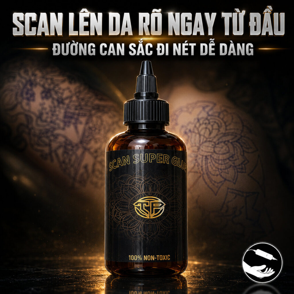 Gel-scan-hinh-xam-tp-5 (8) (1) Gel scan hình xăm TP Scan Super Glue hỗ trợ chuyển mẫu stencil lên da rõ nét, giúp thợ xăm dễ căn bố cục, hạn chế mờ nét và giữ đường scan ổn định hơn trong quá trình đi kim.