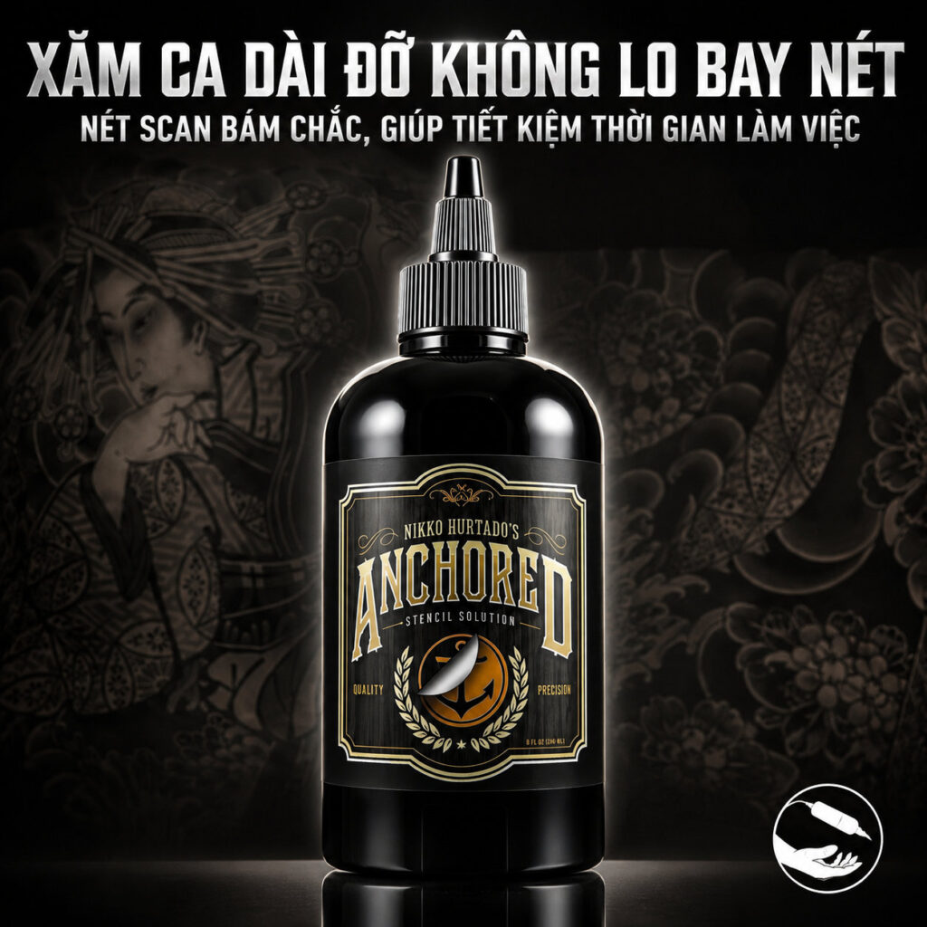 gel-scan-hinh-xam-anchored-4 (3) (1) Dung dịch scan hình xăm Anchored Stencil Solution hỗ trợ chuyển mẫu stencil lên da rõ nét, giúp thợ xăm dễ căn bố cục, giữ đường scan ổn định hơn và hạn chế tình trạng mờ, lem nét trong quá trình đi kim.