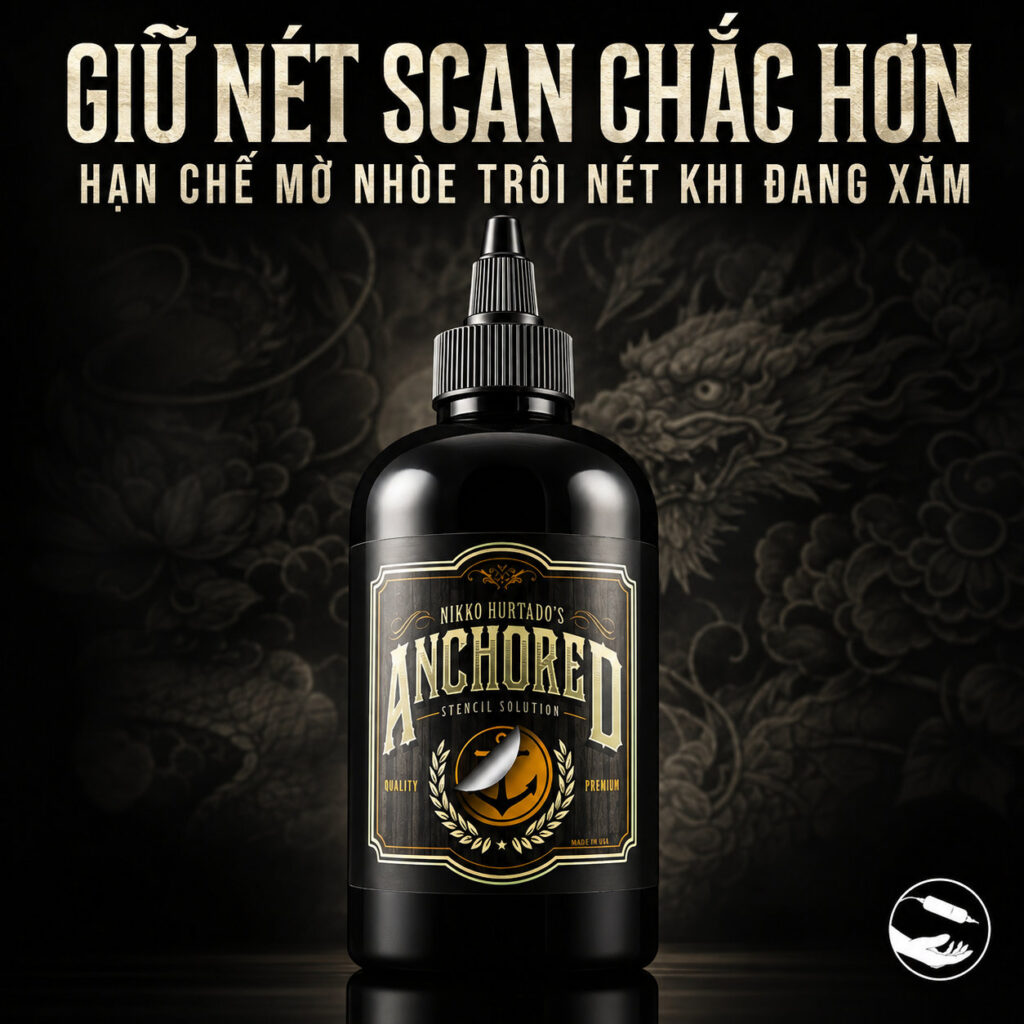 gel-scan-hinh-xam-anchored-4 (4) (1) Dung dịch scan hình xăm Anchored Stencil Solution hỗ trợ chuyển mẫu stencil lên da rõ nét, giúp thợ xăm dễ căn bố cục, giữ đường scan ổn định hơn và hạn chế tình trạng mờ, lem nét trong quá trình đi kim.
