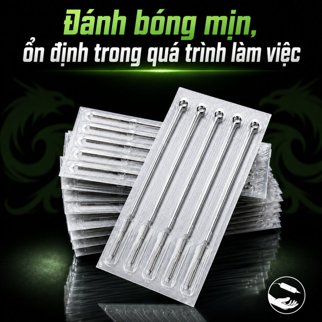 kim-xam-dragonhawk-professional-tattoo-needles (6) Kim xăm truyền thống Dragonhawk Professional Tattoo Needles là dòng kim dài dùng cho máy xăm coil hoặc tay cầm truyền thống, đóng hộp 50 cây, tiệt trùng EO Gas, phù hợp cho thợ xăm dùng đi nét, đánh bóng, tô màu và xử lý chi tiết theo từng cấu hình kim.