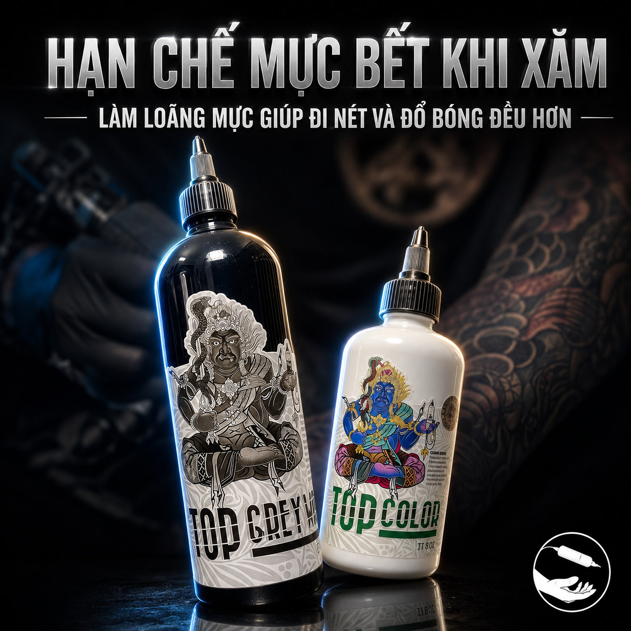 Banner nước pha mực TOP hạn chế mực bết khi xăm, đi nét và đổ bóng đều hơn