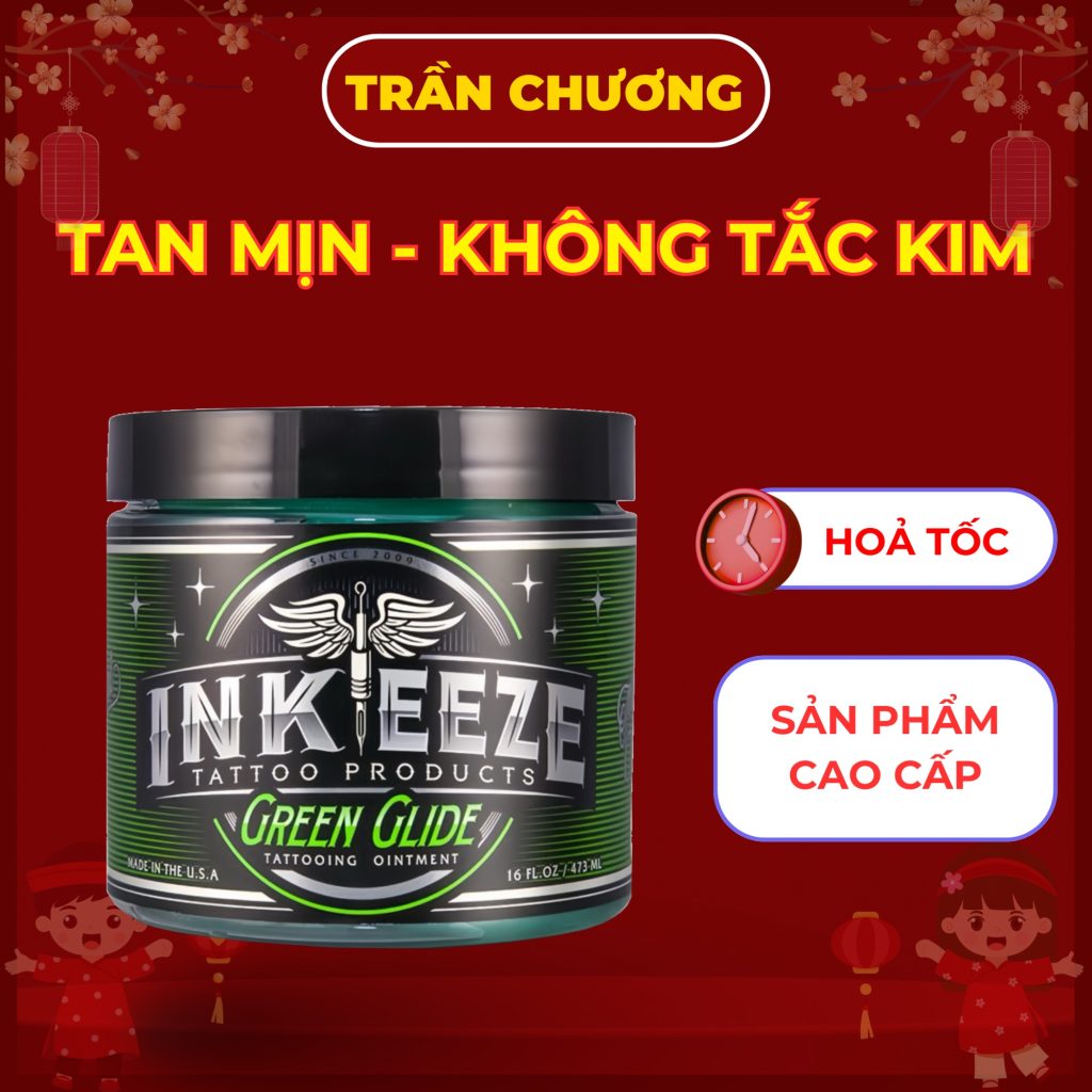 Vaseline INK-EEZE Green Glide 16oz hỗ trợ kim đi mượt hạn chế bết đầu kim chính hãng