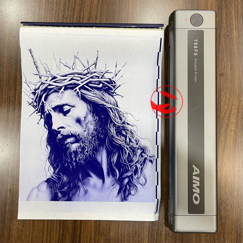 Bản scan hình xăm in từ máy AIMO T08FS trên giấy scan nhiệt