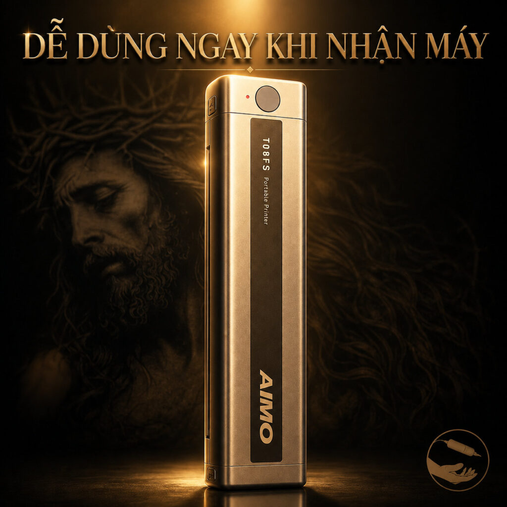 Máy scan hình xăm AIMO T08FS in stencil tattoo kết nối điện thoại và máy tính