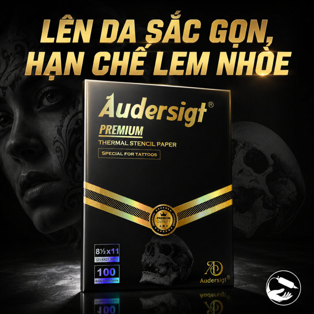 giay-scan-hinh-xam-audersigt-premium-tat-thuc (5) Giấy scan hình xăm Audersigt Premium Thermal Stencil Paper là giấy scan nhiệt chuyên dùng để chuyển mẫu thiết kế lên da, kích thước 8.5 x 11 inch, hộp 100 tờ, phù hợp cho thợ xăm dùng với máy scan hình xăm và gel chuyển hình.
