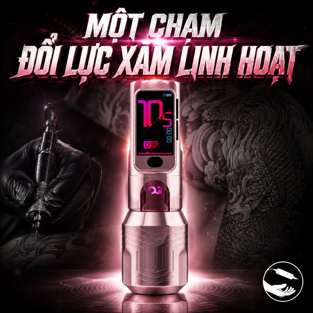 Máy xăm OG Fury 2 là máy xăm không dây dùng cho thợ xăm chuyên nghiệp, thiết kế pin rời, màn hình hiển thị thông số, phù hợp cho đi nét, đánh bóng, tô màu và xử lý nhiều phong cách hình xăm.