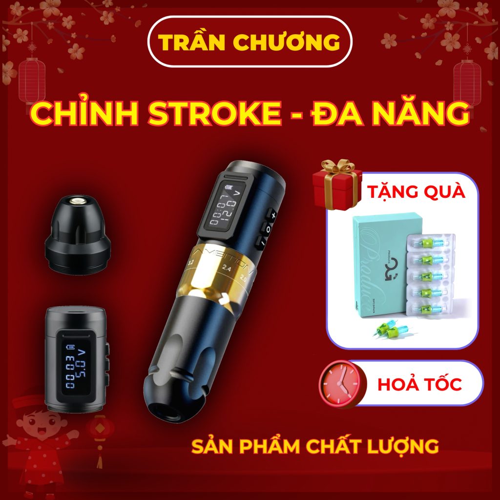 IMG_6432 Máy xăm Ambition Mars-U pen không dây pin rời chỉnh hành trình kim 2.2-4.2mm sáu nấc