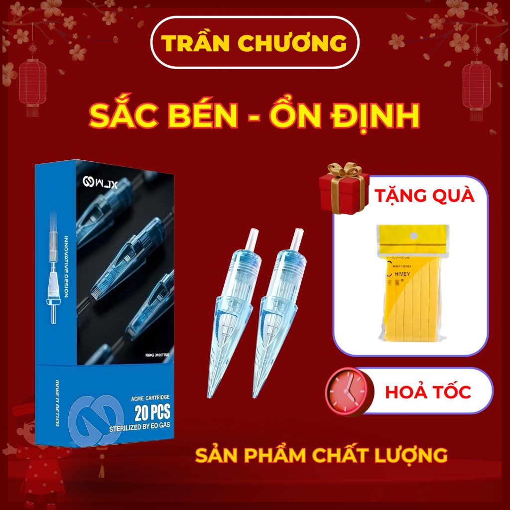 Kim xăm WJX ACME Cartridge 20 cây hộp kim đạn máy pen tiệt trùng cho thợ xăm chính hãng