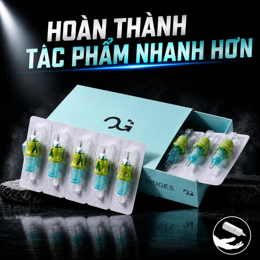 Kim xăm OG Cartridge là dòng kim đạn dùng cho máy xăm pen, đóng hộp 20 cái, phù hợp cho thợ xăm thao tác đi nét, đổ bóng, tô màu và xử lý chi tiết hình xăm theo từng cấu hình kim.