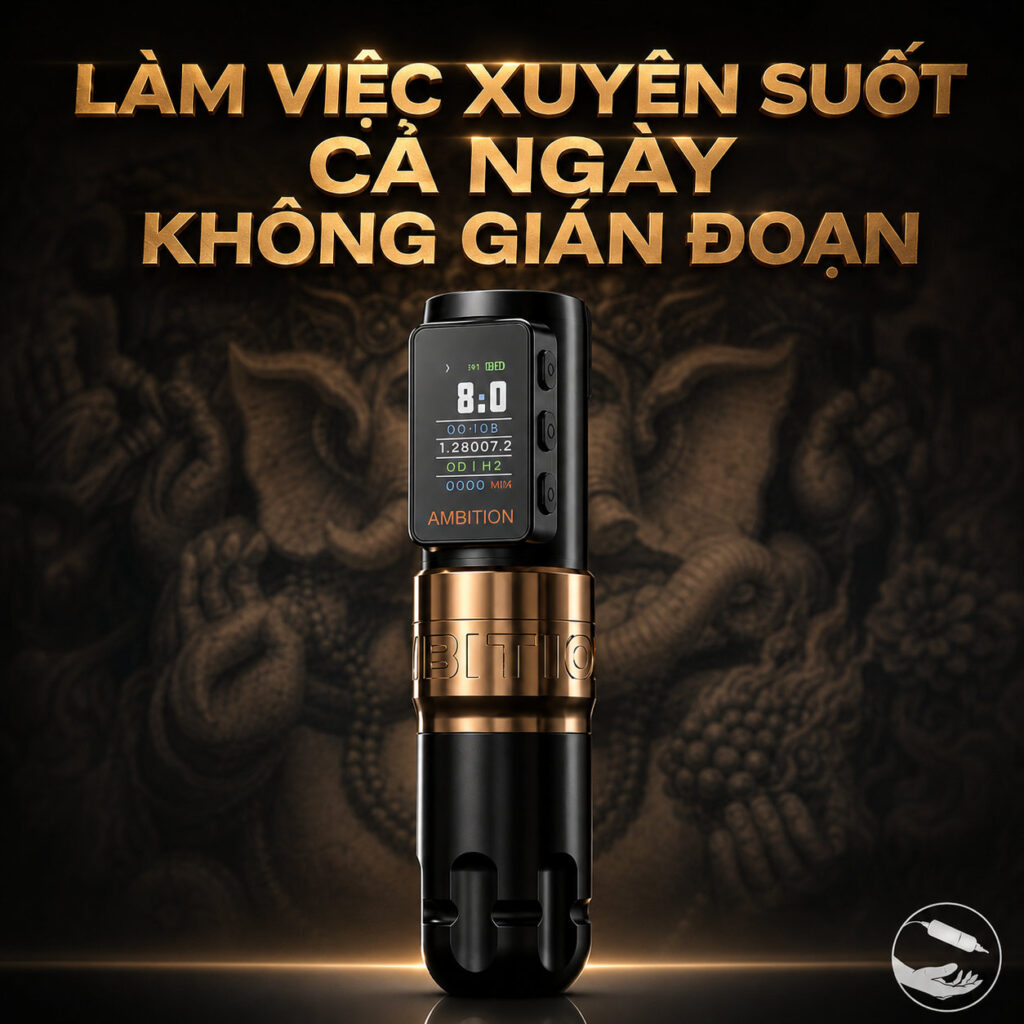 may-xam-ambition-sodier-max-khong-day-chinh-hang (9) (1) Màn hình màu máy xăm Ambition Soldier Max hiển thị pin điện áp thời gian và tần số