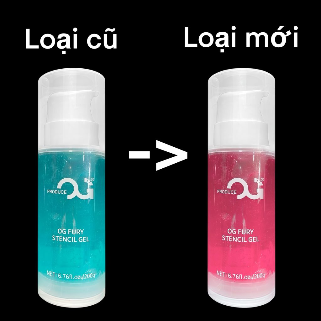 OG Fury Stencil Gel đổi từ mẫu cũ màu xanh sang mẫu mới màu hồng, vẫn hũ 200g