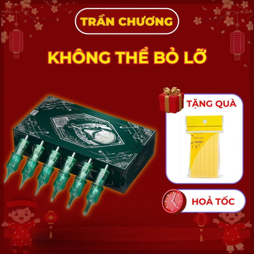Kim xăm OG Knight Green Cartridge 20 cây hộp kim đạn tiệt trùng cho thợ xăm chính hãng