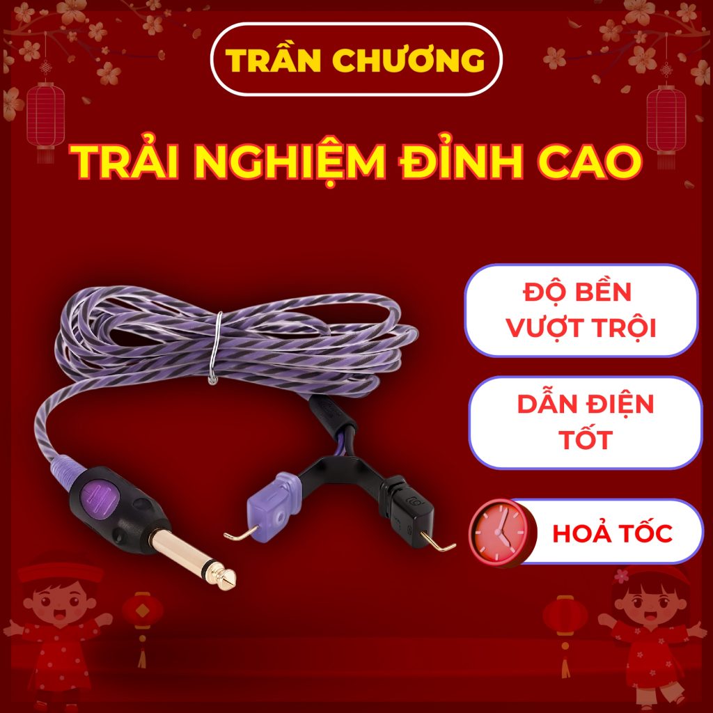 day-moc-bishop Dây móc Bishop Premium Lightweight Clip Cord 7ft cho máy xăm khung