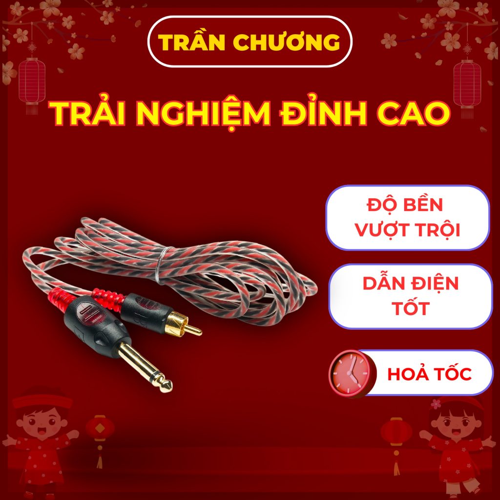 day-rca-bishop Dây RCA Bishop Premium Lightweight 7ft đầu thẳng cho máy xăm