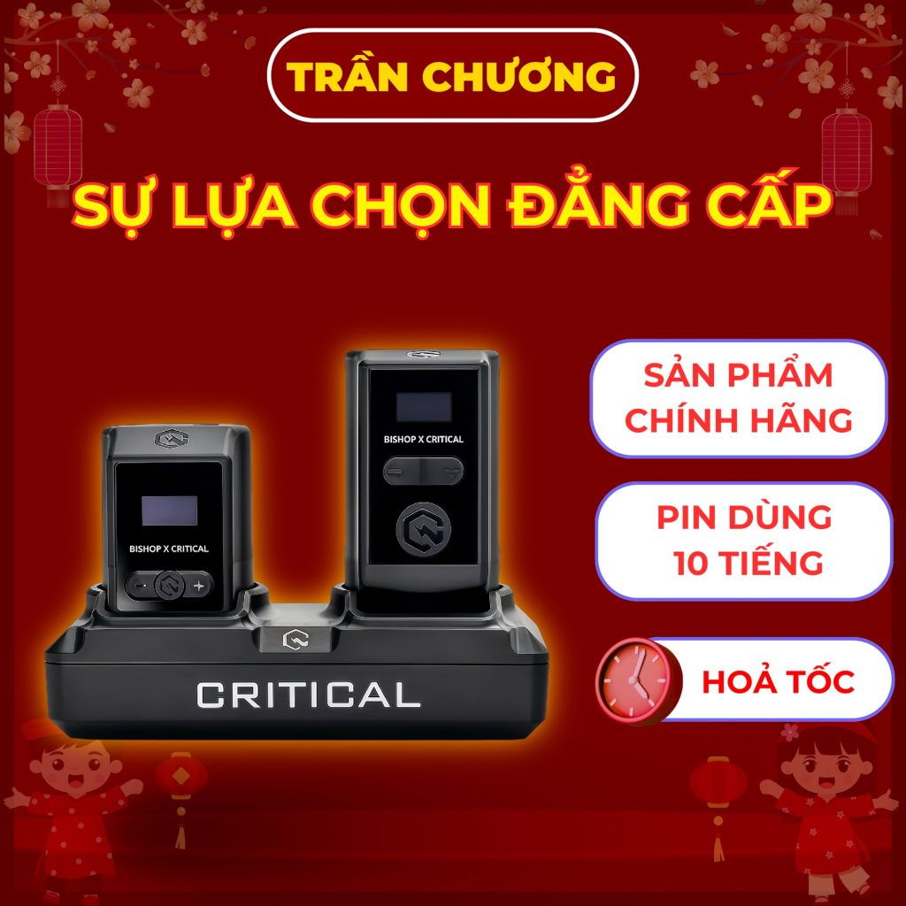 Pin máy xăm Bishop x Critical Power Wand bản thường 1500mAh và bản Shorty 800mAh cho Bishop Power Wand