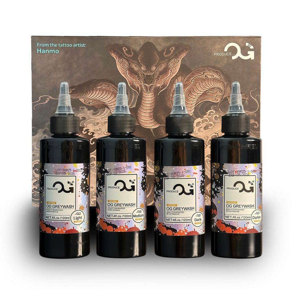 Set mực xăm OG Greywash 4 chai 120ml Light Medium Dark Darker grey wash pha sẵn