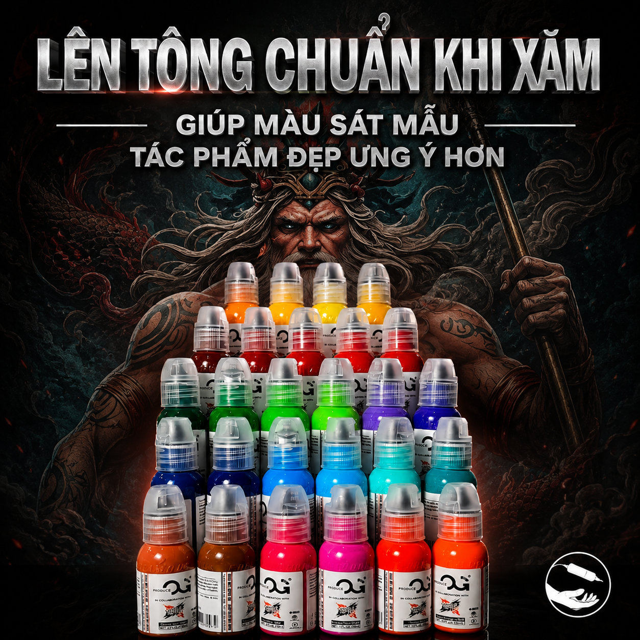 Banner mực xăm màu OG lên tông chuẩn khi xăm giúp màu sát mẫu