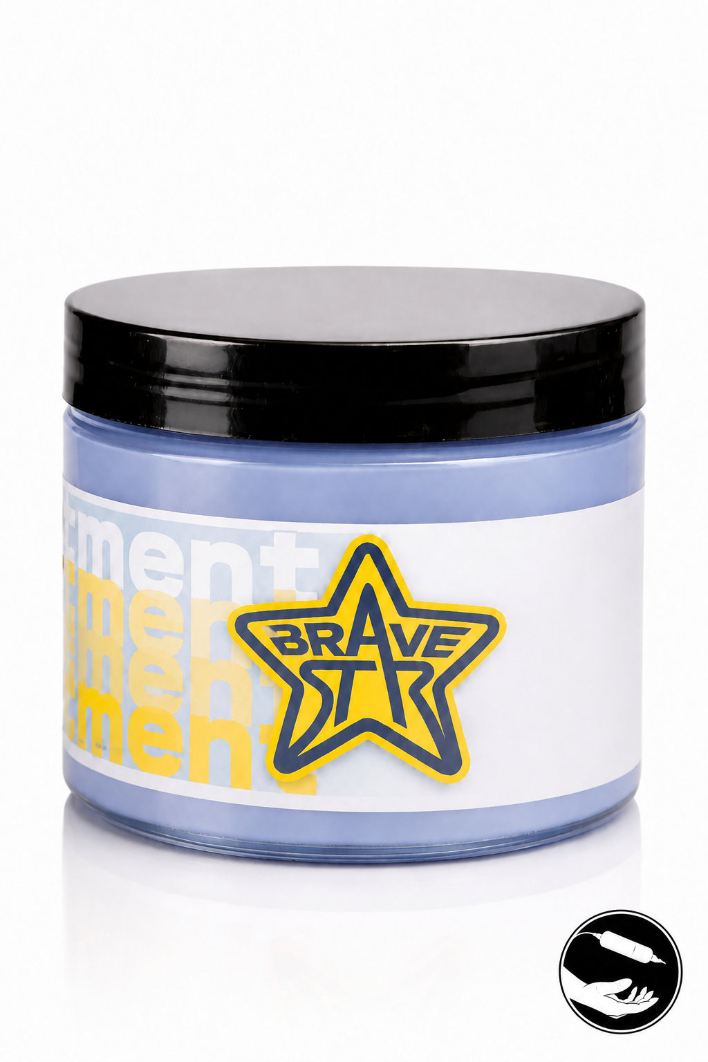 Hũ vaseline BraveStar 280g đậy nắp đen với logo ngôi sao Brave Star.