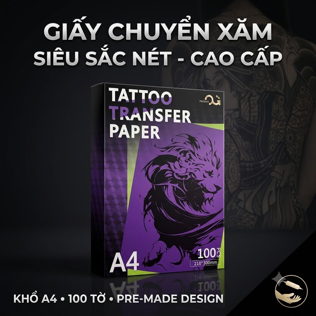 Hộp giấy scan hình xăm OG Produce khổ A4 100 tờ, giấy scan 4 lớp in nhiệt màu tím